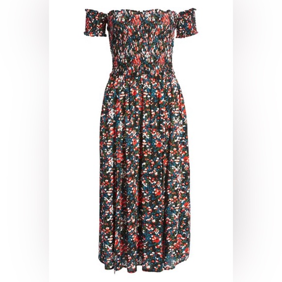 Lulu’s View from the Meadow black floral off the shoulder dress - Picture 3 of 6